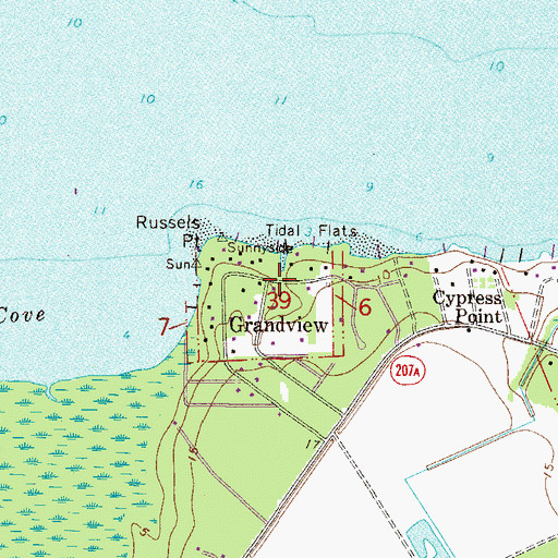 Topographic Map of Grandview, FL