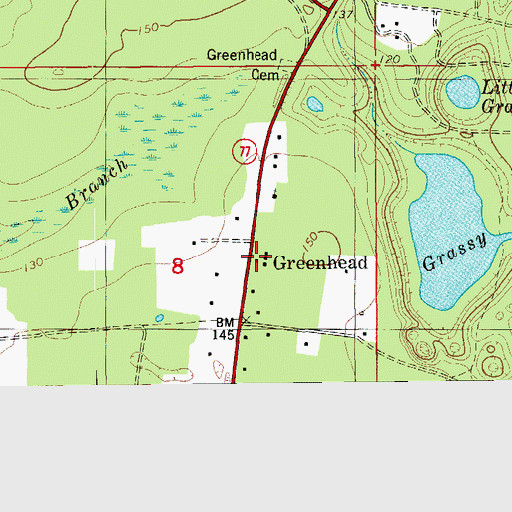 Topographic Map of Greenhead, FL