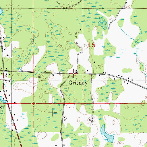 Topographic Map of Gritney, FL