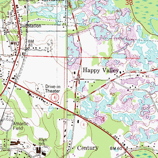 Topographic Map of Happy Valley, FL