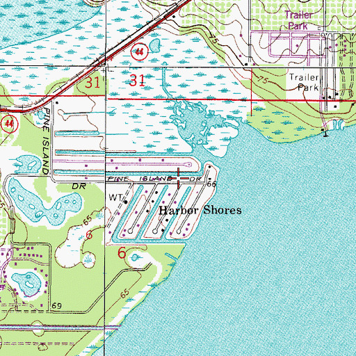 Topographic Map of Harbor Shores, FL