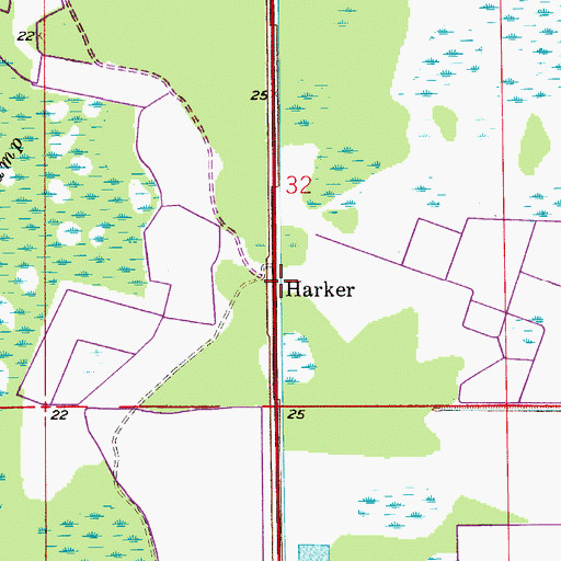 Topographic Map of Harker, FL