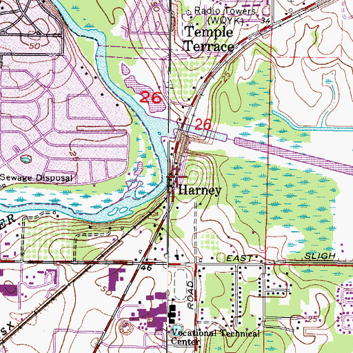 Topographic Map of Harney, FL