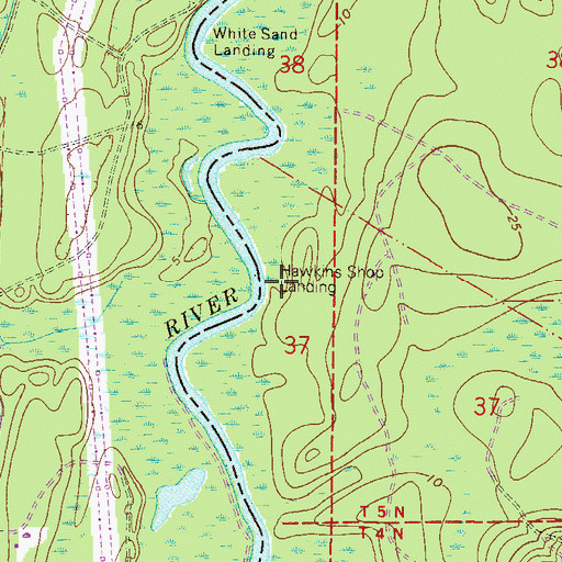 Topographic Map of Hawkins Shop Landing, FL