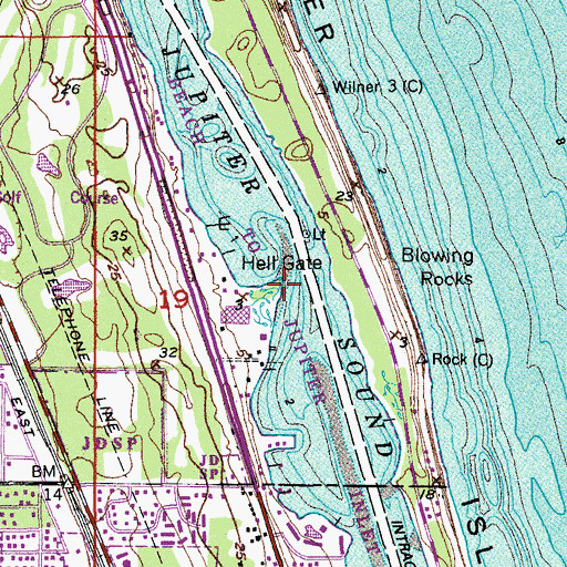 Topographic Map of Hell Gate, FL