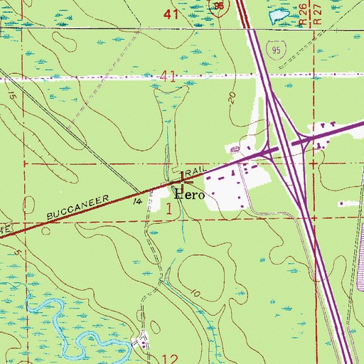 Topographic Map of Hero, FL