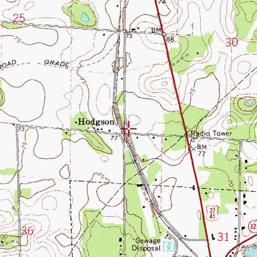 Topographic Map of Hodgson, FL