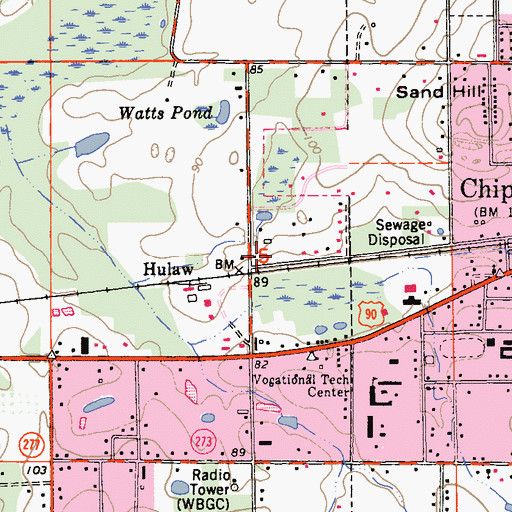 Topographic Map of Hulaw, FL