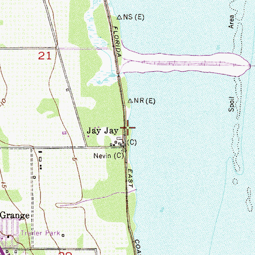 Topographic Map of Jay Jay, FL