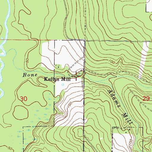 Topographic Map of Kellys Mill, FL