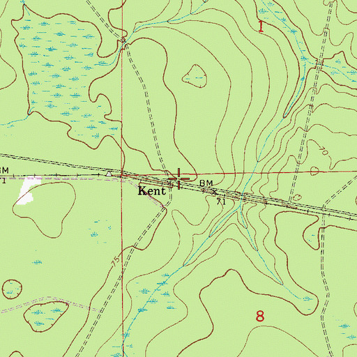 Topographic Map of Kent, FL