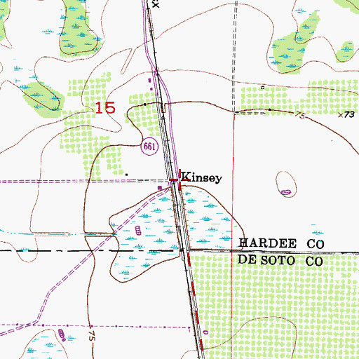 Topographic Map of Kinsey, FL