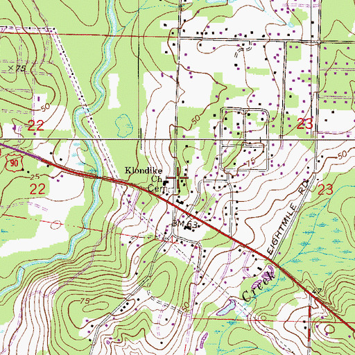 Topographic Map of Klondike Church, FL
