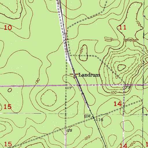 Topographic Map of Landrum, FL