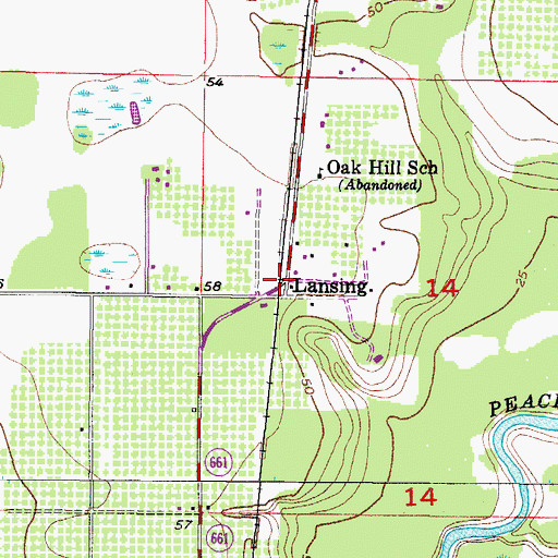 Topographic Map of Lansing, FL