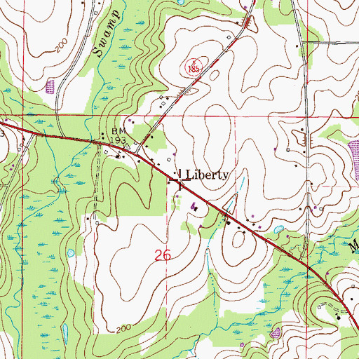 Topographic Map of Liberty, FL