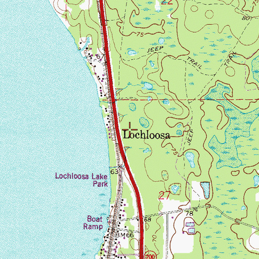 Topographic Map of Lochloosa, FL