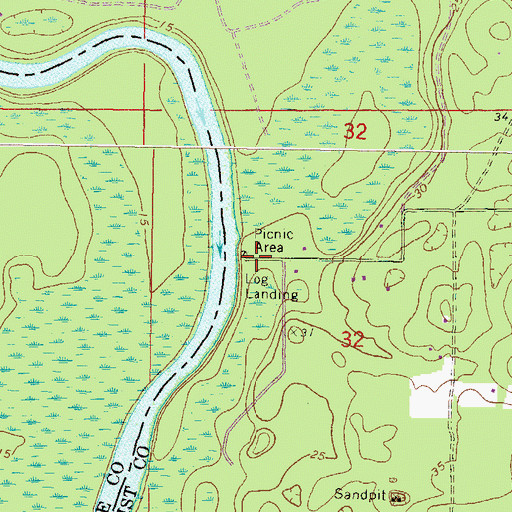 Topographic Map of Log Landing, FL