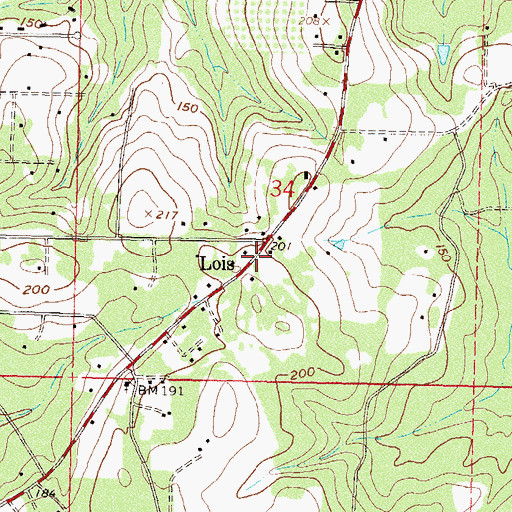 Topographic Map of Lois, FL