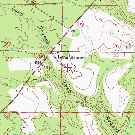 Topographic Map of Long Branch, FL