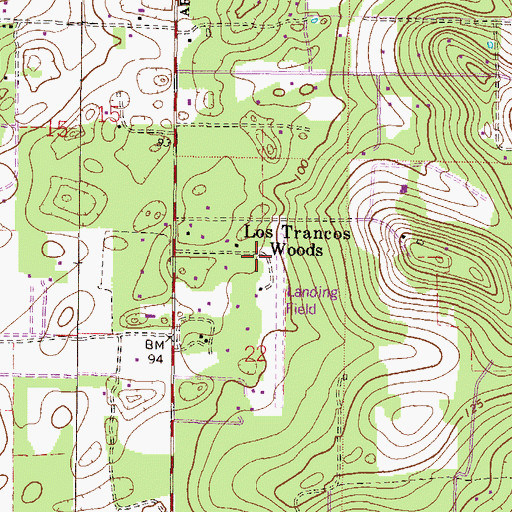 Topographic Map of Los Trancos Woods, FL