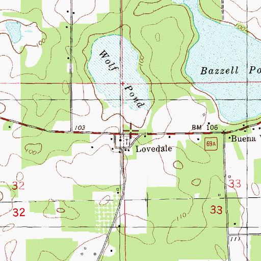 Topographic Map of Lovedale, FL