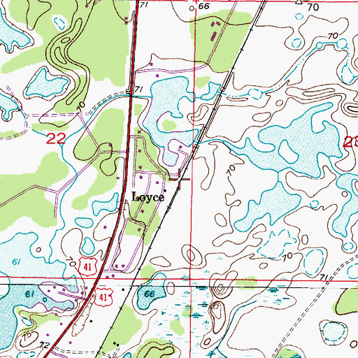 Topographic Map of Loyce, FL