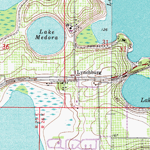 Topographic Map of Lynchburg, FL