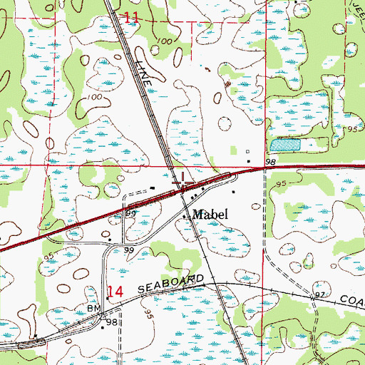 Topographic Map of Mabel, FL