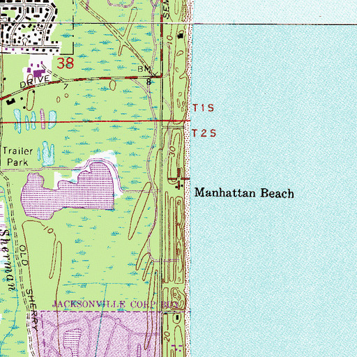 Topographic Map of Manhattan Beach, FL