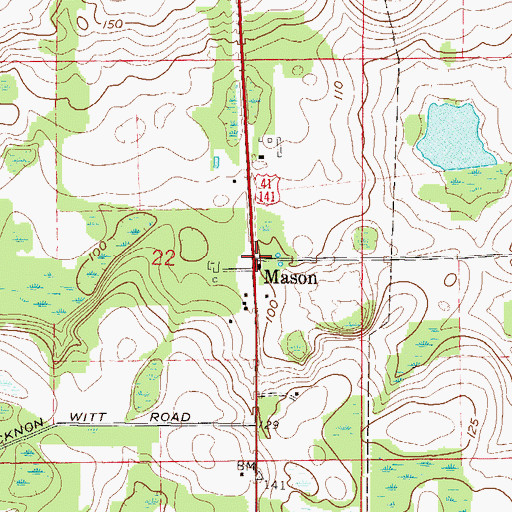 Topographic Map of Mason, FL