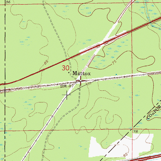 Topographic Map of Mattox, FL