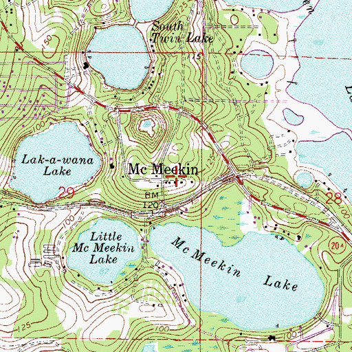Topographic Map of McMeekin, FL