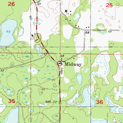 Topographic Map of Midway, FL