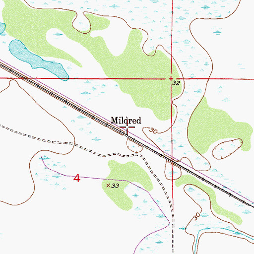 Topographic Map of Mildred, FL