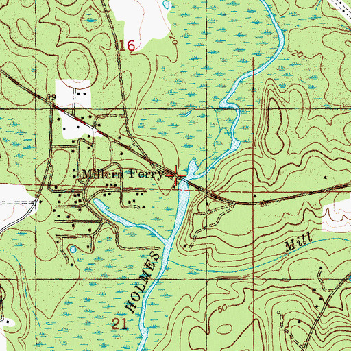 Topographic Map of Millers Ferry, FL