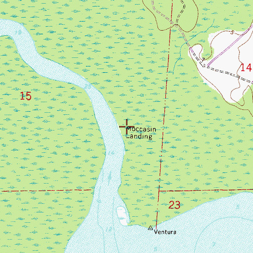Topographic Map of Moccasin Landing, FL
