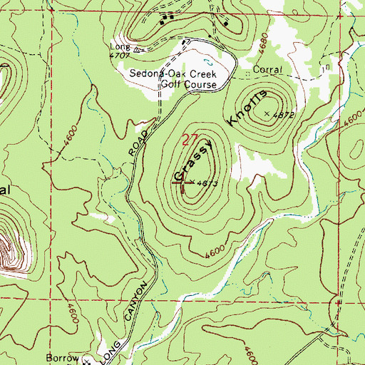 Topographic Map of Grassy Knolls, AZ