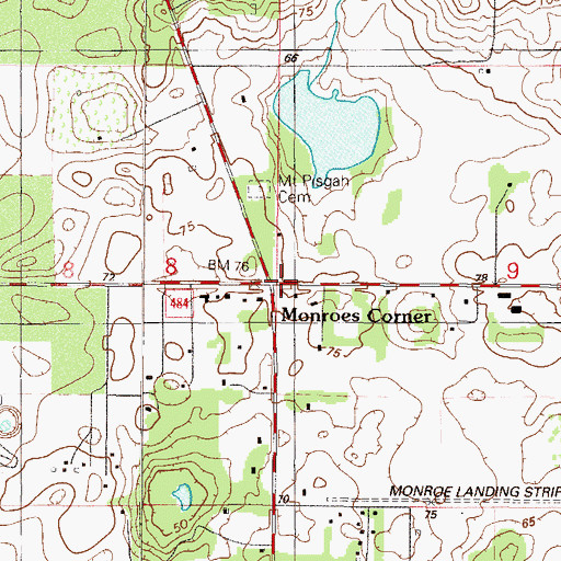 Topographic Map of Monroes Corner, FL