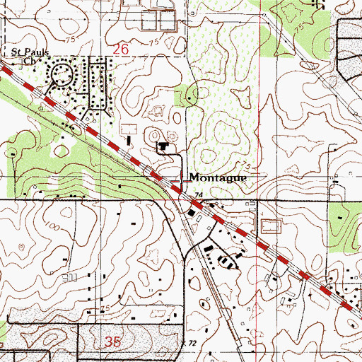 Topographic Map of Montague, FL