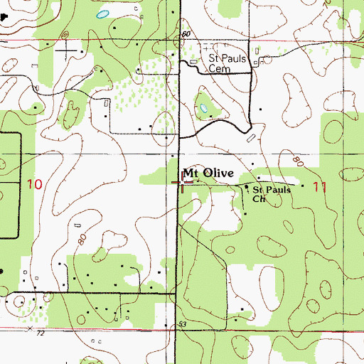 Topographic Map of Mount Olive, FL
