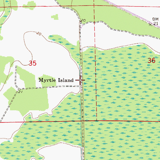 Topographic Map of Myrtle Island, FL