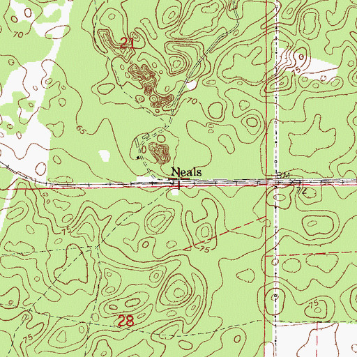 Topographic Map of Neals, FL