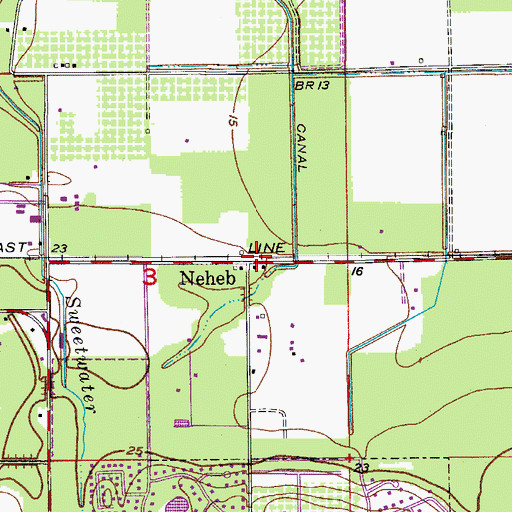 Topographic Map of Neheb, FL