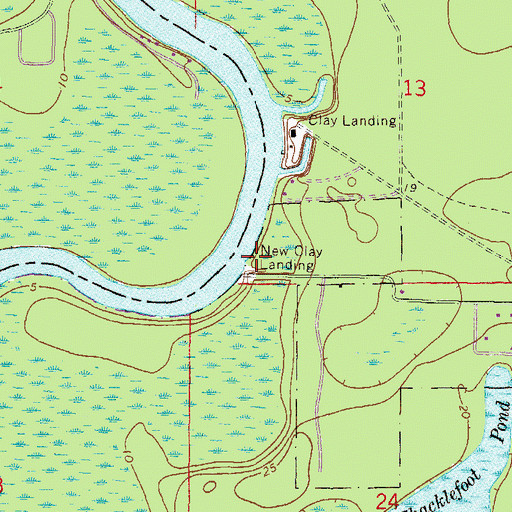Topographic Map of New Clay Landing, FL