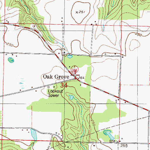 Topographic Map of Oak Grove, FL