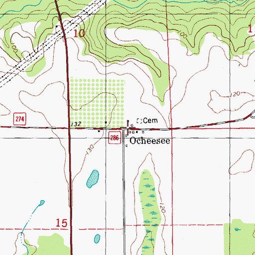 Topographic Map of Ocheesee, FL