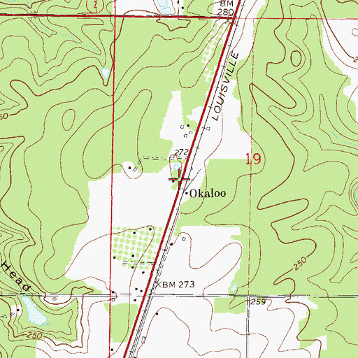 Topographic Map of Okaloo, FL