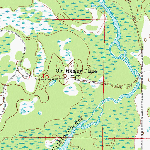 Topographic Map of Old Henley Place, FL