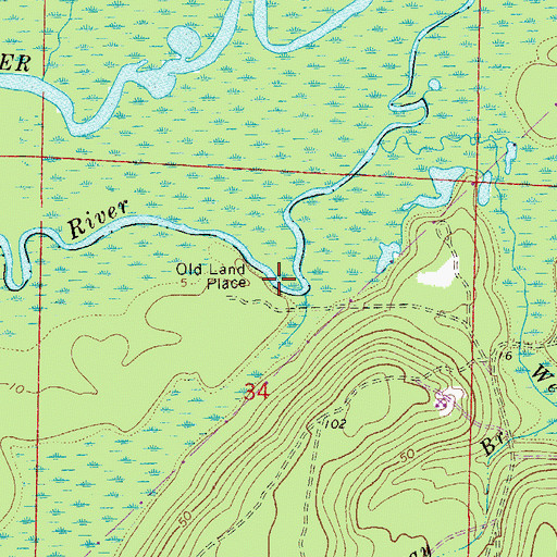 Topographic Map of Old Land Place, FL